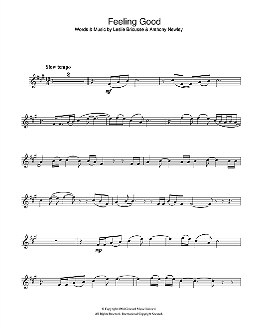 Preview Nina Simone Feeling Good Soul sheet music, notes and chords for Alto Saxophone, SKU: 32941 sheet music, piano notes, chords, guitar tabs, score, transpose, transcribe, how to play, guide, download, learn, tutorial, progression, song, artist, awards, billboard, mtv, vh1, tour, single, album, release