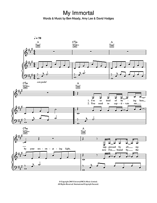 Preview Evanescence My Immortal Rock sheet music, notes and chords for Piano, Vocal & Guitar (Right-Hand Melody), SKU: 32998 sheet music, piano notes, chords, guitar tabs, score, transpose, transcribe, how to play, guide, download, learn, tutorial, progression, song, artist, awards, billboard, mtv, vh1, tour, single, album, release