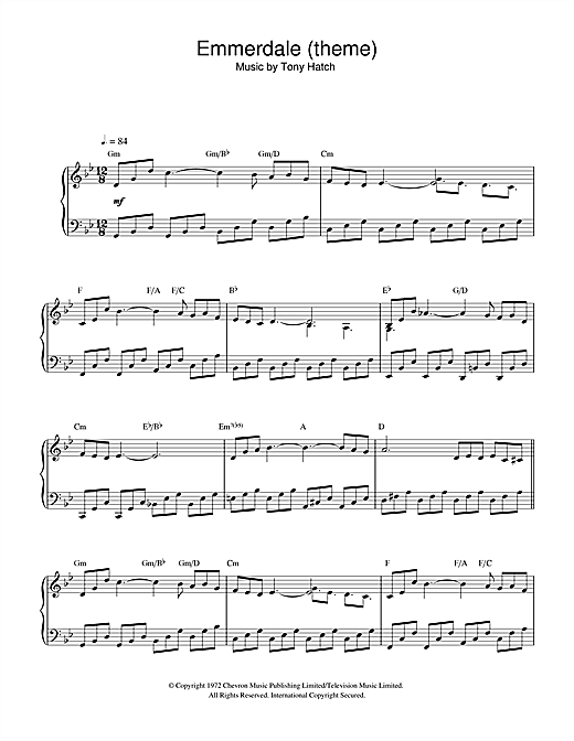 Preview Tony Hatch Emmerdale (theme) Film and TV sheet music, notes and chords for Piano, SKU: 33017 sheet music, piano notes, chords, guitar tabs, score, transpose, transcribe, how to play, guide, download, learn, tutorial, progression, song, artist, awards, billboard, mtv, vh1, tour, single, album, release
