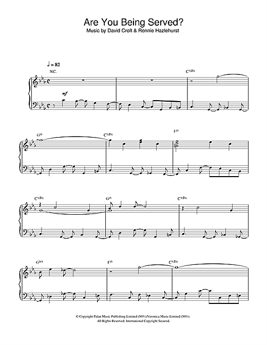 Preview David Croft Are You Being Served? Film and TV sheet music, notes and chords for Piano, SKU: 33023 sheet music, piano notes, chords, guitar tabs, score, transpose, transcribe, how to play, guide, download, learn, tutorial, progression, song, artist, awards, billboard, mtv, vh1, tour, single, album, release