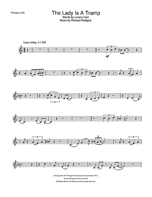 Preview Frank Sinatra The Lady Is A Tramp Jazz sheet music, notes and chords for Trumpet, SKU: 33069 sheet music, piano notes, chords, guitar tabs, score, transpose, transcribe, how to play, guide, download, learn, tutorial, progression, song, artist, awards, billboard, mtv, vh1, tour, single, album, release