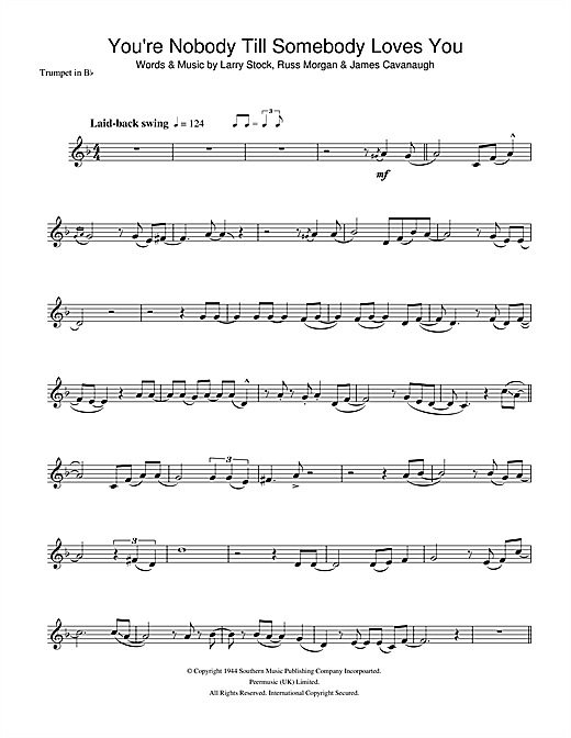 Preview Frank Sinatra You're Nobody Till Somebody Loves You Jazz sheet music, notes and chords for Trumpet, SKU: 33070 sheet music, piano notes, chords, guitar tabs, score, transpose, transcribe, how to play, guide, download, learn, tutorial, progression, song, artist, awards, billboard, mtv, vh1, tour, single, album, release