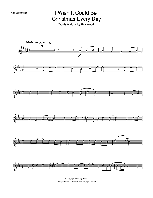 Preview Wizzard I Wish It Could Be Christmas Every Day Pop sheet music, notes and chords for Alto Saxophone, SKU: 33075 sheet music, piano notes, chords, guitar tabs, score, transpose, transcribe, how to play, guide, download, learn, tutorial, progression, song, artist, awards, billboard, mtv, vh1, tour, single, album, release