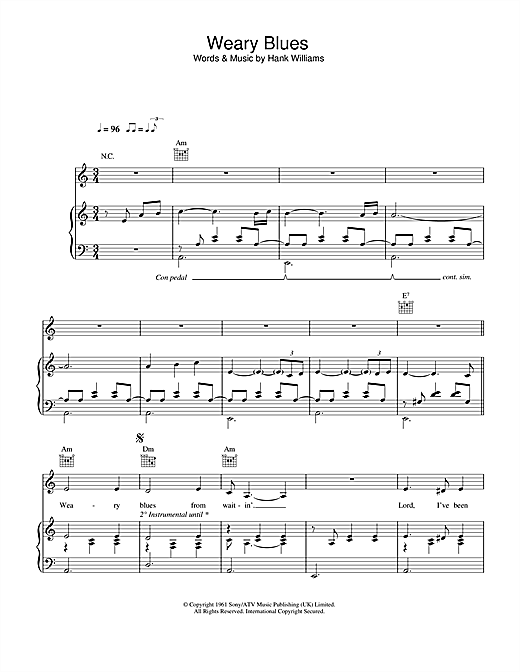 Preview Madeleine Peyroux Weary Blues Jazz sheet music, notes and chords for Piano, Vocal & Guitar (Right-Hand Melody), SKU: 33087 sheet music, piano notes, chords, guitar tabs, score, transpose, transcribe, how to play, guide, download, learn, tutorial, progression, song, artist, awards, billboard, mtv, vh1, tour, single, album, release