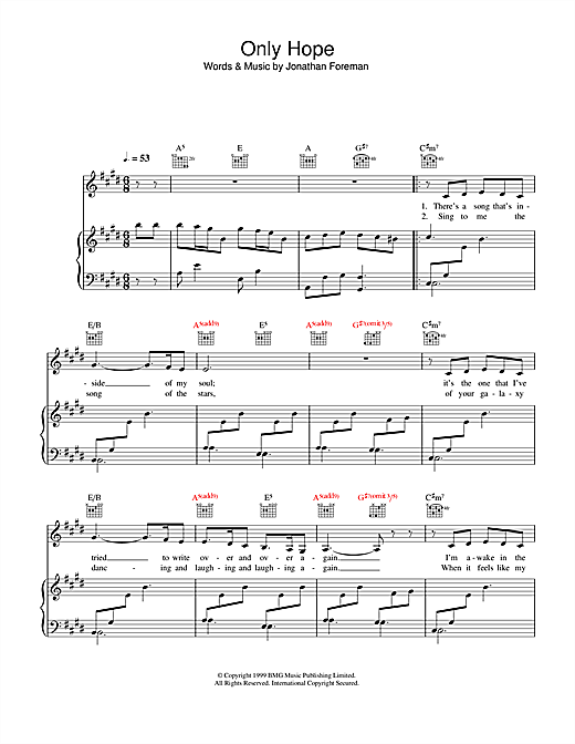 Preview Mandy Moore Only Hope Pop sheet music, notes and chords for Piano, Vocal & Guitar, SKU: 33118 sheet music, piano notes, chords, guitar tabs, score, transpose, transcribe, how to play, guide, download, learn, tutorial, progression, song, artist, awards, billboard, mtv, vh1, tour, single, album, release