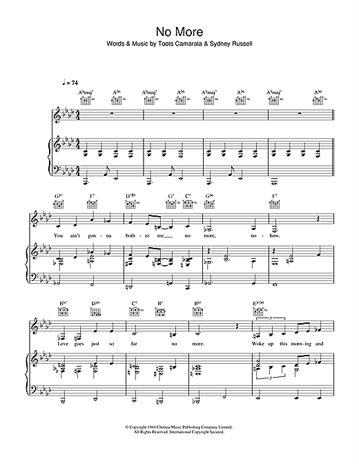 Preview Madeleine Peyroux No More Jazz sheet music, notes and chords for Piano, Vocal & Guitar (Right-Hand Melody), SKU: 33122 sheet music, piano notes, chords, guitar tabs, score, transpose, transcribe, how to play, guide, download, learn, tutorial, progression, song, artist, awards, billboard, mtv, vh1, tour, single, album, release