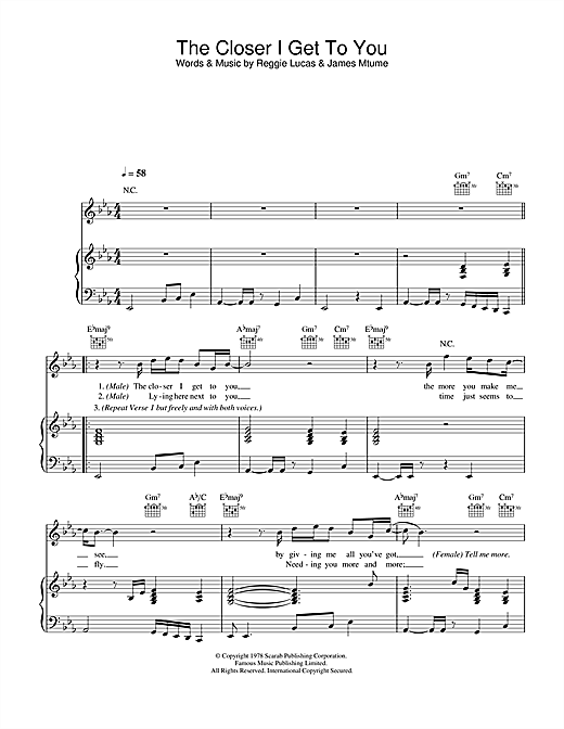 Preview Beyoncé The Closer I Get To You (feat. Luther Vandross) Pop sheet music, notes and chords for Piano, Vocal & Guitar, SKU: 33131 sheet music, piano notes, chords, guitar tabs, score, transpose, transcribe, how to play, guide, download, learn, tutorial, progression, song, artist, awards, billboard, mtv, vh1, tour, single, album, release