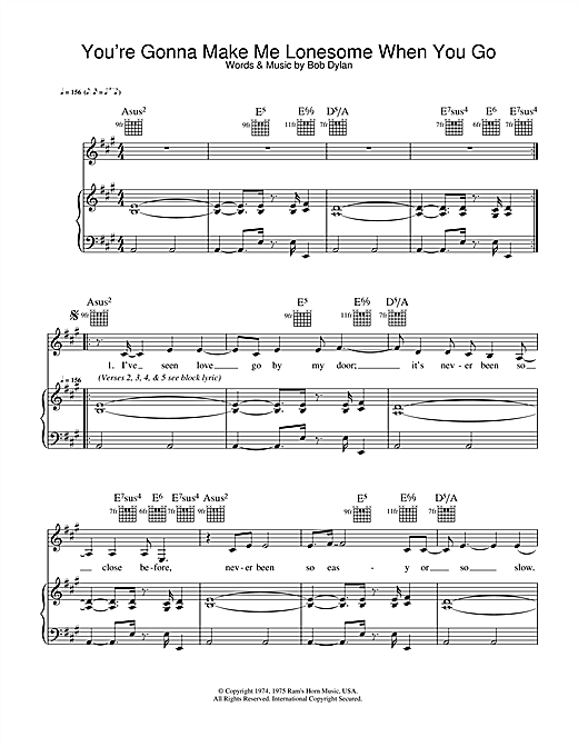 Preview Madeleine Peyroux You're Gonna Make Me Lonesome When You Go Jazz sheet music, notes and chords for Piano, Vocal & Guitar, SKU: 33137 sheet music, piano notes, chords, guitar tabs, score, transpose, transcribe, how to play, guide, download, learn, tutorial, progression, song, artist, awards, billboard, mtv, vh1, tour, single, album, release