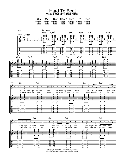 Preview Hard-Fi Hard To Beat Rock sheet music, notes and chords for Guitar Tab, SKU: 33150 sheet music, piano notes, chords, guitar tabs, score, transpose, transcribe, how to play, guide, download, learn, tutorial, progression, song, artist, awards, billboard, mtv, vh1, tour, single, album, release