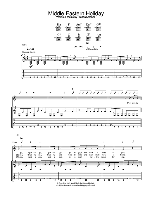 Preview Hard-Fi Middle Eastern Holiday Rock sheet music, notes and chords for Guitar Tab, SKU: 33153 sheet music, piano notes, chords, guitar tabs, score, transpose, transcribe, how to play, guide, download, learn, tutorial, progression, song, artist, awards, billboard, mtv, vh1, tour, single, album, release