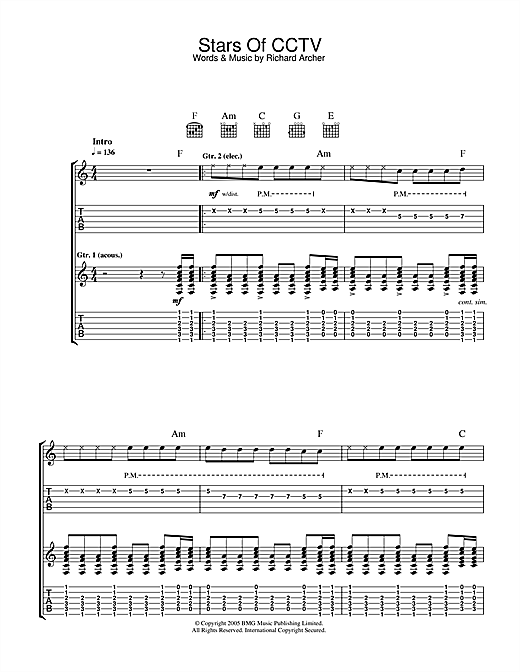 Preview Hard-Fi Stars Of CCTV Rock sheet music, notes and chords for Guitar Tab, SKU: 33154 sheet music, piano notes, chords, guitar tabs, score, transpose, transcribe, how to play, guide, download, learn, tutorial, progression, song, artist, awards, billboard, mtv, vh1, tour, single, album, release