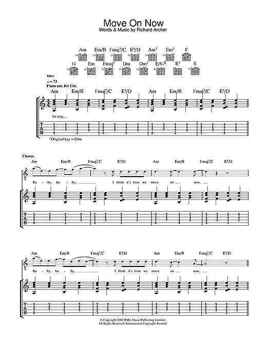 Preview Hard-Fi Move On Now Rock sheet music, notes and chords for Guitar Tab, SKU: 33156 sheet music, piano notes, chords, guitar tabs, score, transpose, transcribe, how to play, guide, download, learn, tutorial, progression, song, artist, awards, billboard, mtv, vh1, tour, single, album, release