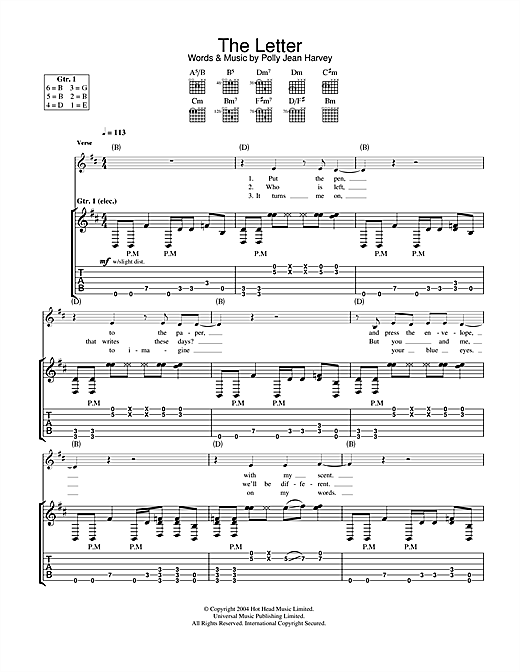 Preview P J Harvey The Letter Rock sheet music, notes and chords for Guitar Tab, SKU: 33172 sheet music, piano notes, chords, guitar tabs, score, transpose, transcribe, how to play, guide, download, learn, tutorial, progression, song, artist, awards, billboard, mtv, vh1, tour, single, album, release