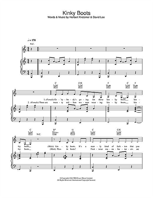 Preview Honor Blackman & Patrick Macnee Kinky Boots Pop sheet music, notes and chords for Violin, SKU: 33177 sheet music, piano notes, chords, guitar tabs, score, transpose, transcribe, how to play, guide, download, learn, tutorial, progression, song, artist, awards, billboard, mtv, vh1, tour, single, album, release