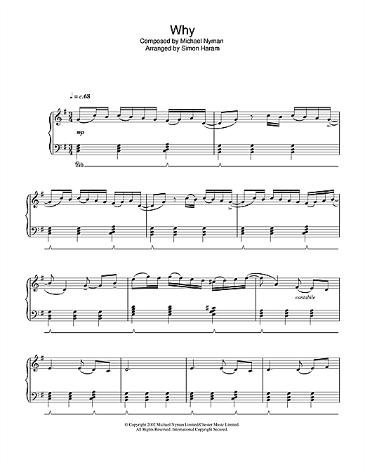 Preview Michael Nyman Why? Film and TV sheet music, notes and chords for Piano, SKU: 33197 sheet music, piano notes, chords, guitar tabs, score, transpose, transcribe, how to play, guide, download, learn, tutorial, progression, song, artist, awards, billboard, mtv, vh1, tour, single, album, release