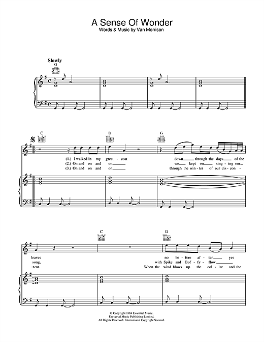 Preview Van Morrison A Sense Of Wonder Soul sheet music, notes and chords for Piano, Vocal & Guitar, SKU: 33199 sheet music, piano notes, chords, guitar tabs, score, transpose, transcribe, how to play, guide, download, learn, tutorial, progression, song, artist, awards, billboard, mtv, vh1, tour, single, album, release