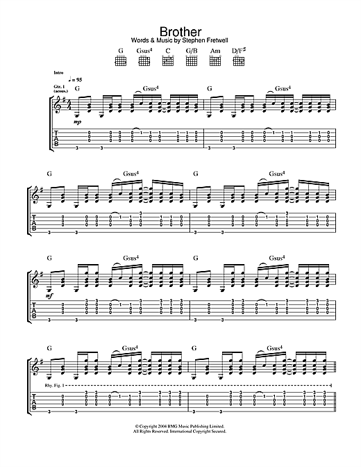 Preview Stephen Fretwell Brother Pop sheet music, notes and chords for Guitar Tab, SKU: 33207 sheet music, piano notes, chords, guitar tabs, score, transpose, transcribe, how to play, guide, download, learn, tutorial, progression, song, artist, awards, billboard, mtv, vh1, tour, single, album, release