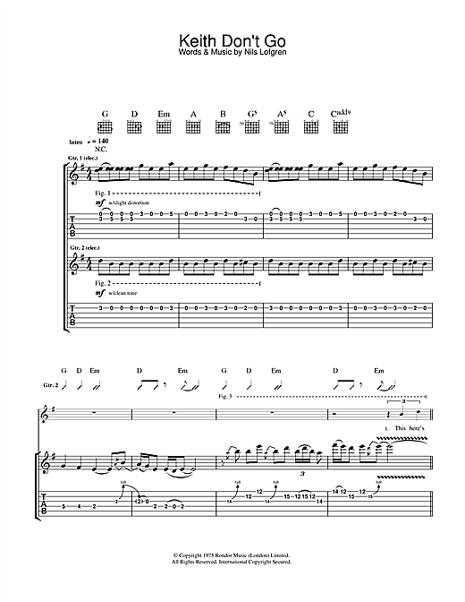 Preview Nils Lofgren Keith Don't Go Rock sheet music, notes and chords for Guitar Tab, SKU: 33216 sheet music, piano notes, chords, guitar tabs, score, transpose, transcribe, how to play, guide, download, learn, tutorial, progression, song, artist, awards, billboard, mtv, vh1, tour, single, album, release