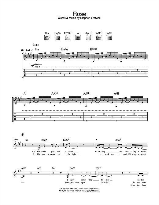 Preview Stephen Fretwell Rose Pop sheet music, notes and chords for Guitar Tab, SKU: 33219 sheet music, piano notes, chords, guitar tabs, score, transpose, transcribe, how to play, guide, download, learn, tutorial, progression, song, artist, awards, billboard, mtv, vh1, tour, single, album, release