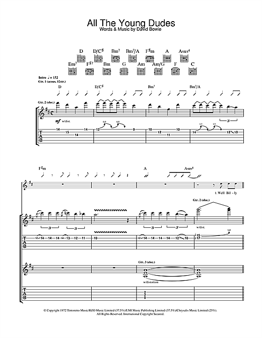 Preview Mott The Hoople All The Young Dudes Rock sheet music, notes and chords for Guitar Tab, SKU: 33227 sheet music, piano notes, chords, guitar tabs, score, transpose, transcribe, how to play, guide, download, learn, tutorial, progression, song, artist, awards, billboard, mtv, vh1, tour, single, album, release