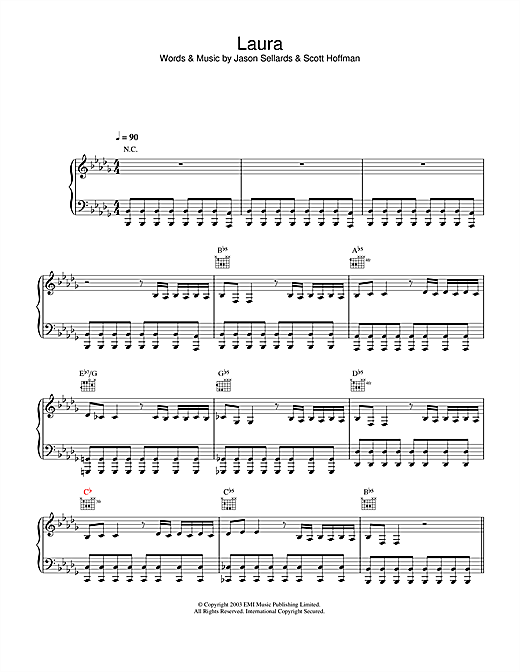 Preview Scissor Sisters Laura Rock sheet music, notes and chords for Piano, Vocal & Guitar (Right-Hand Melody), SKU: 33272 sheet music, piano notes, chords, guitar tabs, score, transpose, transcribe, how to play, guide, download, learn, tutorial, progression, song, artist, awards, billboard, mtv, vh1, tour, single, album, release