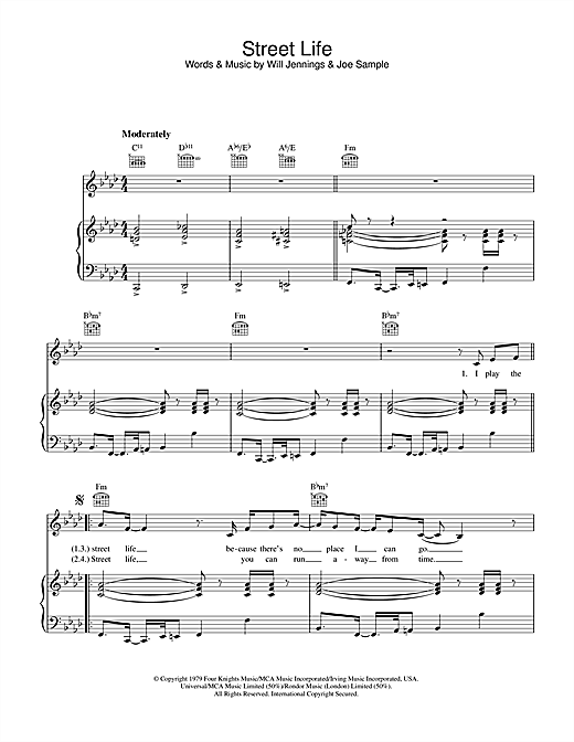 Preview The Crusaders Street Life Disco sheet music, notes and chords for Piano, Vocal & Guitar, SKU: 33286 sheet music, piano notes, chords, guitar tabs, score, transpose, transcribe, how to play, guide, download, learn, tutorial, progression, song, artist, awards, billboard, mtv, vh1, tour, single, album, release