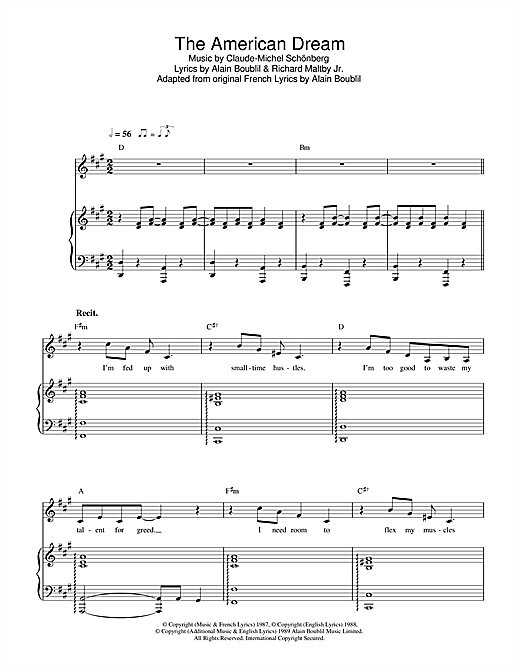 Preview Boublil and Schonberg The American Dream (from Miss Saigon) Musicals sheet music, notes and chords for Piano, Vocal & Guitar, SKU: 33363 sheet music, piano notes, chords, guitar tabs, score, transpose, transcribe, how to play, guide, download, learn, tutorial, progression, song, artist, awards, billboard, mtv, vh1, tour, single, album, release