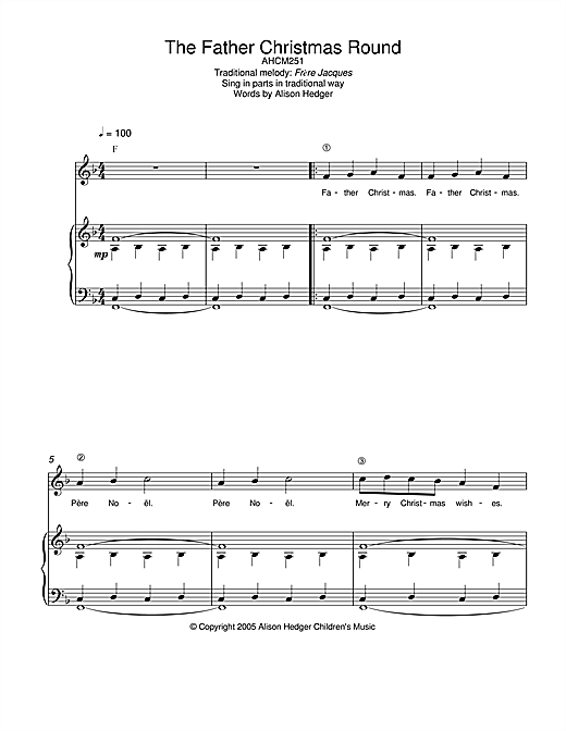 Preview Alison Hedger The Father Christmas Round Children sheet music, notes and chords for Piano, Vocal & Guitar, SKU: 33404 sheet music, piano notes, chords, guitar tabs, score, transpose, transcribe, how to play, guide, download, learn, tutorial, progression, song, artist, awards, billboard, mtv, vh1, tour, single, album, release