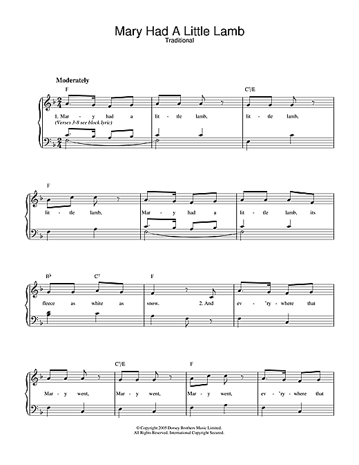 Preview Traditional Mary Had A Little Lamb Children sheet music, notes and chords for Piano & Vocal, SKU: 33444 sheet music, piano notes, chords, guitar tabs, score, transpose, transcribe, how to play, guide, download, learn, tutorial, progression, song, artist, awards, billboard, mtv, vh1, tour, single, album, release