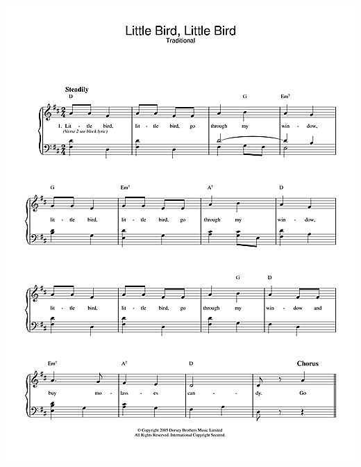 Preview Traditional Little Bird, Little Bird Children sheet music, notes and chords for Piano & Vocal, SKU: 33445 sheet music, piano notes, chords, guitar tabs, score, transpose, transcribe, how to play, guide, download, learn, tutorial, progression, song, artist, awards, billboard, mtv, vh1, tour, single, album, release