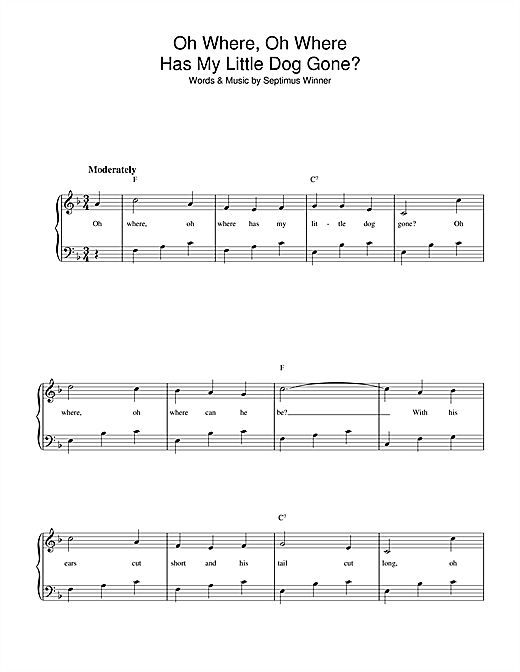 Preview Traditional Oh Where, Oh Where Has My Little Dog Gone? Children sheet music, notes and chords for Piano & Vocal, SKU: 33446 sheet music, piano notes, chords, guitar tabs, score, transpose, transcribe, how to play, guide, download, learn, tutorial, progression, song, artist, awards, billboard, mtv, vh1, tour, single, album, release