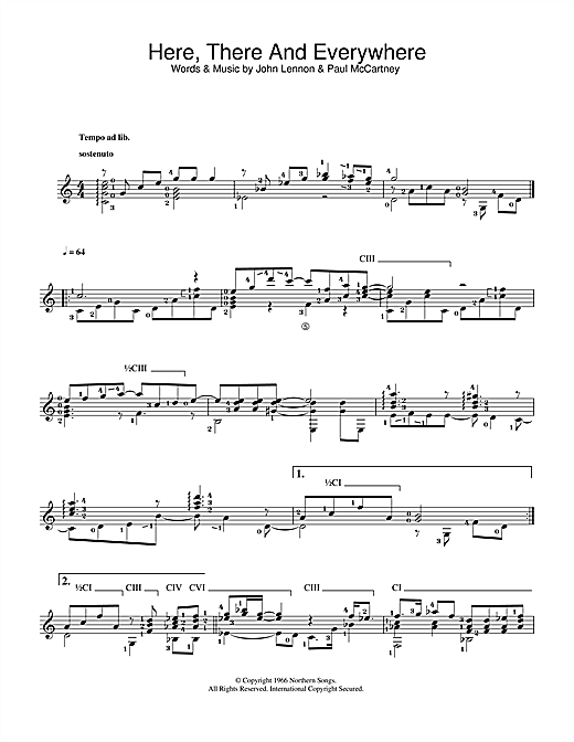 Preview The Beatles Here, There And Everywhere Pop sheet music, notes and chords for Guitar, SKU: 33449 sheet music, piano notes, chords, guitar tabs, score, transpose, transcribe, how to play, guide, download, learn, tutorial, progression, song, artist, awards, billboard, mtv, vh1, tour, single, album, release