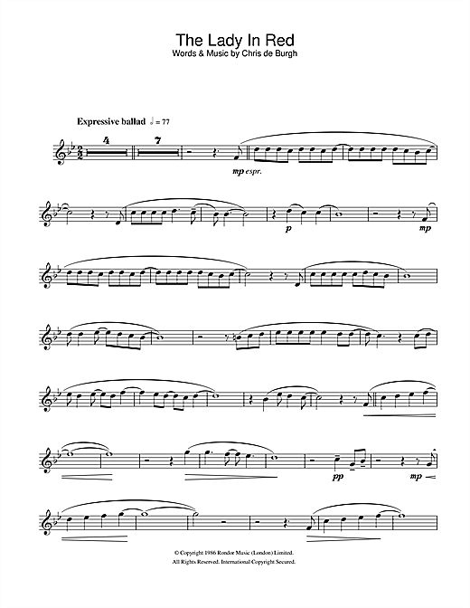 Preview Chris de Burgh The Lady In Red Pop sheet music, notes and chords for Flute, SKU: 33452 sheet music, piano notes, chords, guitar tabs, score, transpose, transcribe, how to play, guide, download, learn, tutorial, progression, song, artist, awards, billboard, mtv, vh1, tour, single, album, release