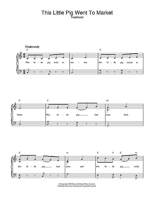 Preview Traditional This Little Pig Went To Market Children sheet music, notes and chords for Piano & Vocal, SKU: 33465 sheet music, piano notes, chords, guitar tabs, score, transpose, transcribe, how to play, guide, download, learn, tutorial, progression, song, artist, awards, billboard, mtv, vh1, tour, single, album, release