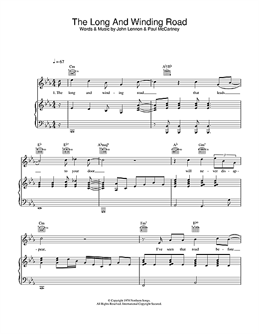 Preview The Beatles The Long And Winding Road Pop sheet music, notes and chords for Piano, Vocal & Guitar, SKU: 33475 sheet music, piano notes, chords, guitar tabs, score, transpose, transcribe, how to play, guide, download, learn, tutorial, progression, song, artist, awards, billboard, mtv, vh1, tour, single, album, release