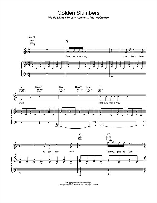Preview The Beatles Golden Slumbers Pop sheet music, notes and chords for Piano, Vocal & Guitar, SKU: 33479 sheet music, piano notes, chords, guitar tabs, score, transpose, transcribe, how to play, guide, download, learn, tutorial, progression, song, artist, awards, billboard, mtv, vh1, tour, single, album, release
