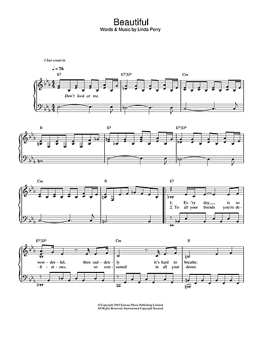 Preview Christina Aguilera Beautiful Pop sheet music, notes and chords for Easy Piano, SKU: 33519 sheet music, piano notes, chords, guitar tabs, score, transpose, transcribe, how to play, guide, download, learn, tutorial, progression, song, artist, awards, billboard, mtv, vh1, tour, single, album, release