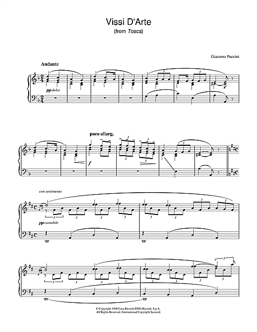 Preview Giacomo Puccini Vissi D'Arte (from Tosca) Classical sheet music, notes and chords for Piano, SKU: 33664 sheet music, piano notes, chords, guitar tabs, score, transpose, transcribe, how to play, guide, download, learn, tutorial, progression, song, artist, awards, billboard, mtv, vh1, tour, single, album, release