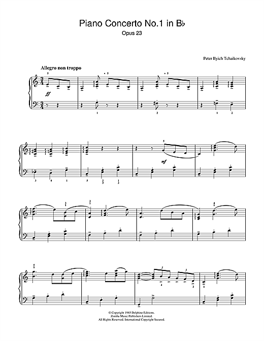 Preview Pyotr Ilyich Tchaikovsky Piano Concerto No.1 in B Flat Minor, Op.23 Classical sheet music, notes and chords for Piano, SKU: 33676 sheet music, piano notes, chords, guitar tabs, score, transpose, transcribe, how to play, guide, download, learn, tutorial, progression, song, artist, awards, billboard, mtv, vh1, tour, single, album, release