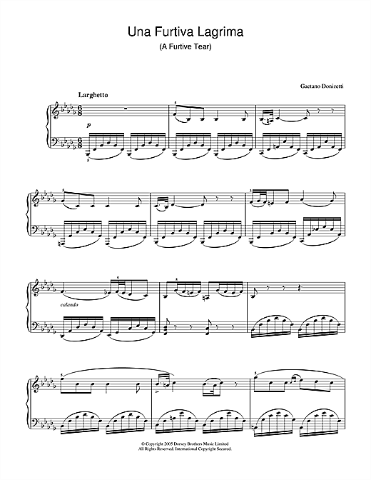 Preview Gaetano Donizetti Una Furtiva Lagrima (A Furtive Tear) Classical sheet music, notes and chords for Piano, SKU: 33678 sheet music, piano notes, chords, guitar tabs, score, transpose, transcribe, how to play, guide, download, learn, tutorial, progression, song, artist, awards, billboard, mtv, vh1, tour, single, album, release