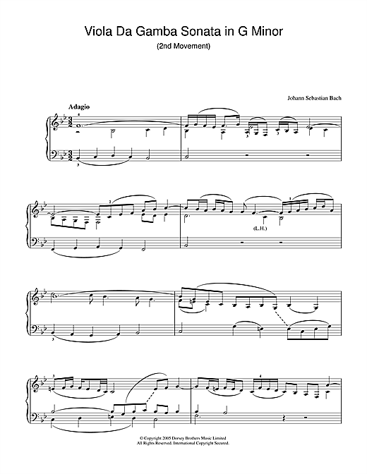 Preview Johann Sebastian Bach Viola da Gamba Sonata In G Minor (2nd Movement) Classical sheet music, notes and chords for Piano, SKU: 33679 sheet music, piano notes, chords, guitar tabs, score, transpose, transcribe, how to play, guide, download, learn, tutorial, progression, song, artist, awards, billboard, mtv, vh1, tour, single, album, release