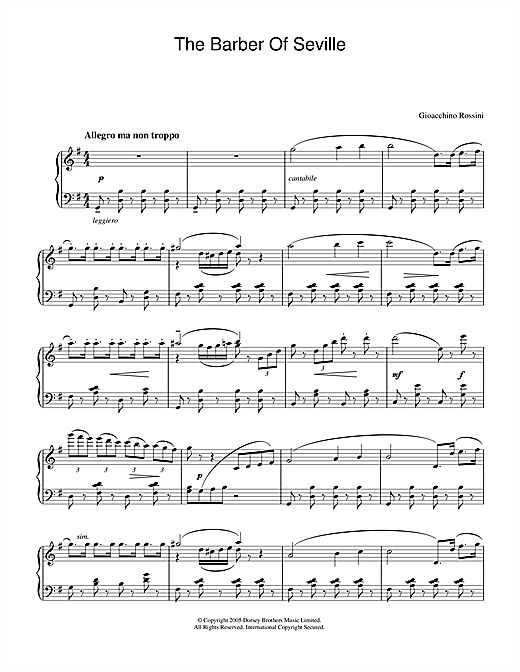 Preview Gioachino Rossini The Barber Of Seville Classical sheet music, notes and chords for Piano, SKU: 33683 sheet music, piano notes, chords, guitar tabs, score, transpose, transcribe, how to play, guide, download, learn, tutorial, progression, song, artist, awards, billboard, mtv, vh1, tour, single, album, release