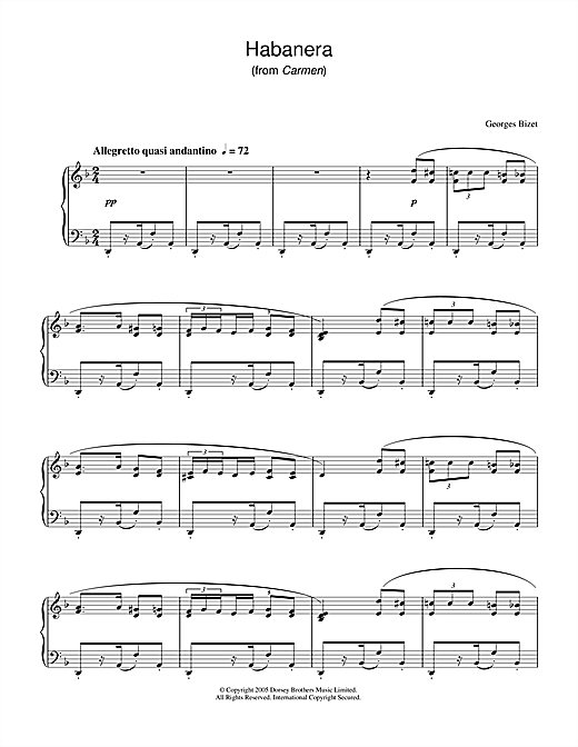 Preview Georges Bizet Habanera (from Carmen) Classical sheet music, notes and chords for Piano, SKU: 33687 sheet music, piano notes, chords, guitar tabs, score, transpose, transcribe, how to play, guide, download, learn, tutorial, progression, song, artist, awards, billboard, mtv, vh1, tour, single, album, release