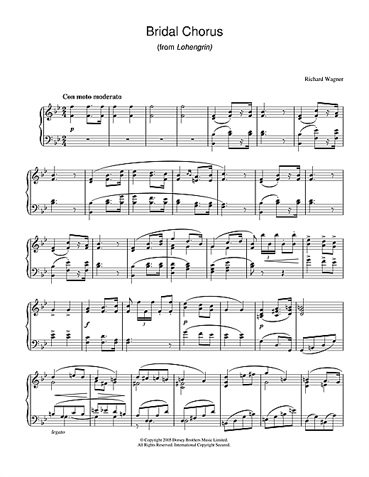 Preview Richard Wagner Bridal Chorus (from Lohengrin) Classical sheet music, notes and chords for Piano, SKU: 33688 sheet music, piano notes, chords, guitar tabs, score, transpose, transcribe, how to play, guide, download, learn, tutorial, progression, song, artist, awards, billboard, mtv, vh1, tour, single, album, release