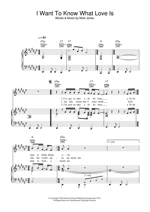 Preview Foreigner I Want To Know What Love Is Rock sheet music, notes and chords for Piano, Vocal & Guitar (Right-Hand Melody), SKU: 33712 sheet music, piano notes, chords, guitar tabs, score, transpose, transcribe, how to play, guide, download, learn, tutorial, progression, song, artist, awards, billboard, mtv, vh1, tour, single, album, release