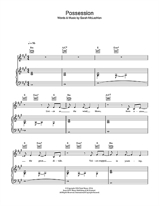 Preview Sarah McLachlan Possession Pop sheet music, notes and chords for Piano, Vocal & Guitar (Right-Hand Melody), SKU: 33731 sheet music, piano notes, chords, guitar tabs, score, transpose, transcribe, how to play, guide, download, learn, tutorial, progression, song, artist, awards, billboard, mtv, vh1, tour, single, album, release
