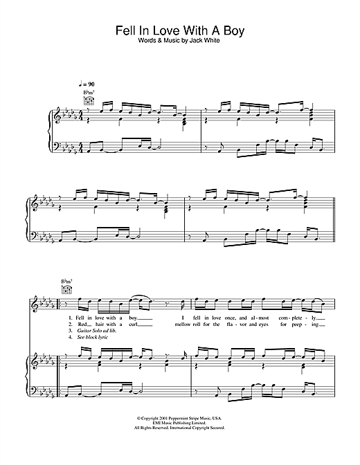 Preview Joss Stone Fell In Love With A Boy Pop sheet music, notes and chords for Piano, Vocal & Guitar (Right-Hand Melody), SKU: 33756 sheet music, piano notes, chords, guitar tabs, score, transpose, transcribe, how to play, guide, download, learn, tutorial, progression, song, artist, awards, billboard, mtv, vh1, tour, single, album, release