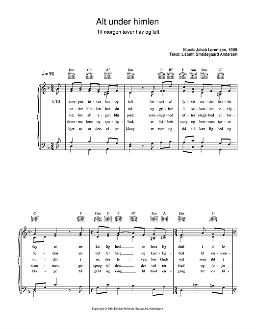 Preview Jakob Lorentzen Alt Under Himlen - Til Morgen Tøver Hav Og Luft Folk sheet music, notes and chords for Piano, Vocal & Guitar (Right-Hand Melody), SKU: 33800 sheet music, piano notes, chords, guitar tabs, score, transpose, transcribe, how to play, guide, download, learn, tutorial, progression, song, artist, awards, billboard, mtv, vh1, tour, single, album, release