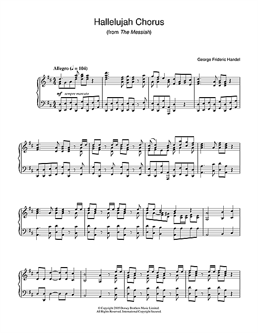 Preview George Frideric Handel Hallelujah Chorus (from The Messiah) Classical sheet music, notes and chords for Piano, SKU: 33811 sheet music, piano notes, chords, guitar tabs, score, transpose, transcribe, how to play, guide, download, learn, tutorial, progression, song, artist, awards, billboard, mtv, vh1, tour, single, album, release