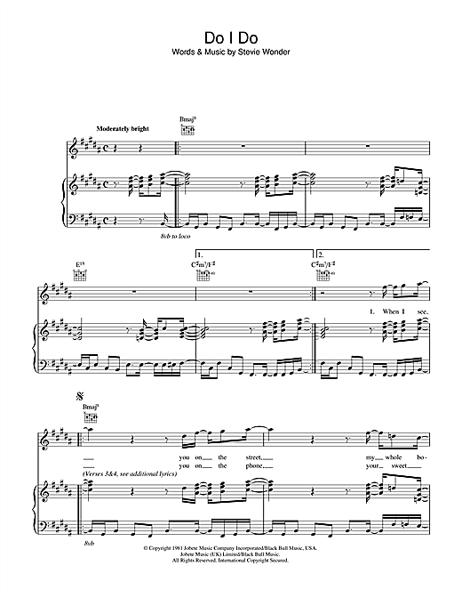 Preview Stevie Wonder Do I Do Soul sheet music, notes and chords for Piano, Vocal & Guitar (Right-Hand Melody), SKU: 33820 sheet music, piano notes, chords, guitar tabs, score, transpose, transcribe, how to play, guide, download, learn, tutorial, progression, song, artist, awards, billboard, mtv, vh1, tour, single, album, release